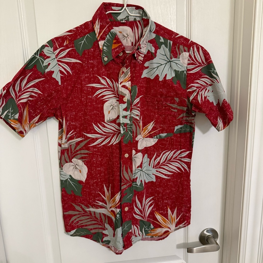 Tropical Red Kids Button Down Shirt